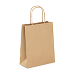 Sac Papier Kraft Brun poignée tressée et soufflet 18*22*8