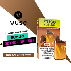 Pack Disposable Pod Vuse 800 Classic Cream 20MG (20 purchased + 10 for free)