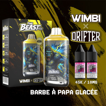 Kit The Beast 45K Thunder Kong 750mah 10ml (2x10ml) Wimbi X Drifter 10mg Barbe à papa Glacée