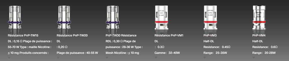 Drag%20H80S%20r%C3%A9sistances Cigarette electronique